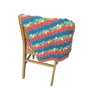 Handmade Jump Stripe Soft Squishy Multicolored Crochet Nursery Baby Blanket